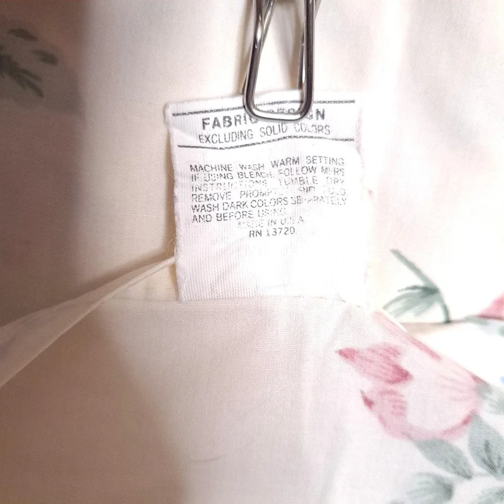 Springmaid Floral Flat‎ Sheet Twin White Pink Blue Lace Ruffle Vintage Percale